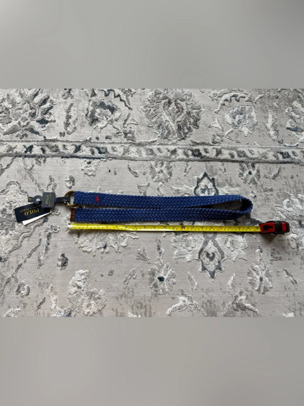 Polo Ralph Lauren braided cotton/canvas belt with gold-tone double O-rings
